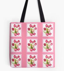9 bunches of Pink Tulip Flowers by Kristie Hubler Tote Bag