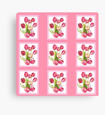 9 bunches of Pink Tulip Flowers by Kristie Hubler Canvas Print