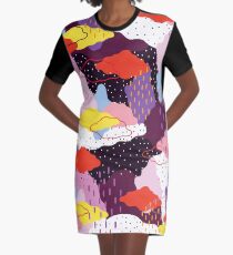Purple Winter Graphic T-Shirt Dress