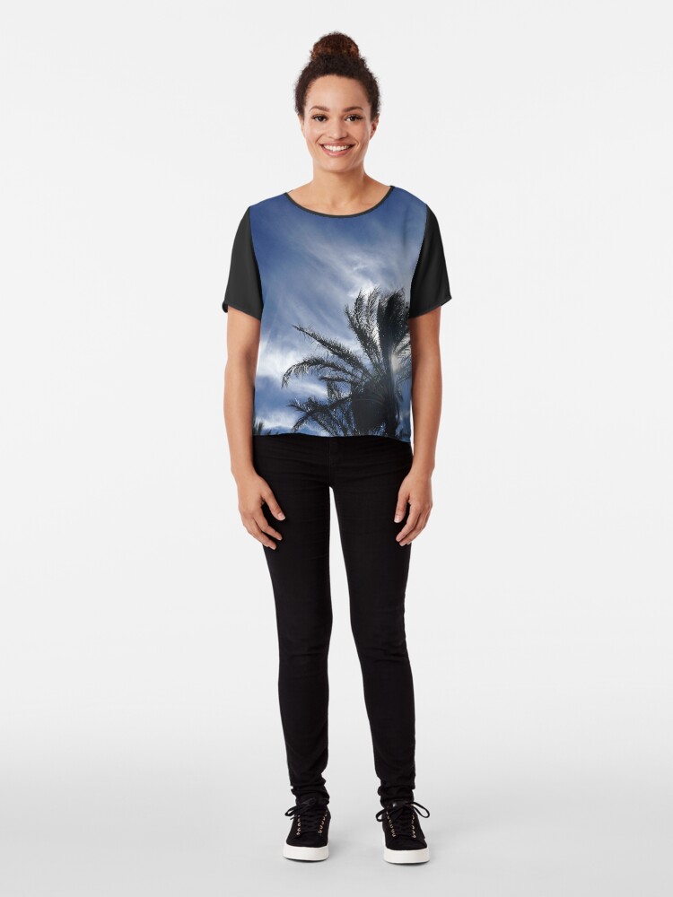 Alternate view of Palm Springs Winter Sky Chiffon Top