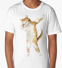 Dabbing Cat Kitten Funny Dab Tee Cool Dance Kitty Long T-Shirt
