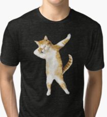 Dabbing Cat Kitten Funny Dab Tee Cool Dance Kitty Tri-blend T-Shirt