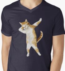Dabbing Cat Kitten Funny Dab Tee Cool Dance Kitty Men's V-Neck T-Shirt