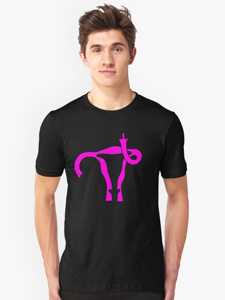 Alternate view of Uterus Giving the Finger Slim Fit T-Shirt