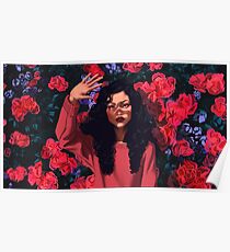 Red Flowers Girl Poster