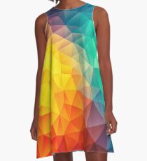 Abstract Multi Color Cubizm Painting A-Line Dress