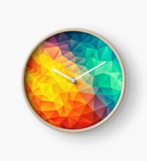 Abstract Multi Color Cubizm Painting Clock