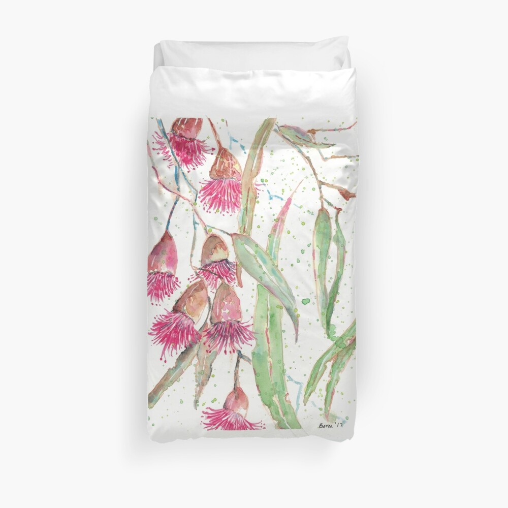 "Gum Tree Flowers With Dots" Duvet Cover by BeccadeJongArt Redbubble