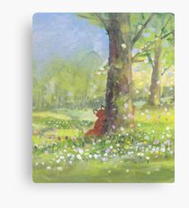 Fletcher fox behind a tree Canvas Print