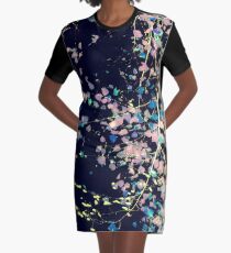 Nature Pattern # 4 - Birch (Blue) Graphic T-Shirt Dress