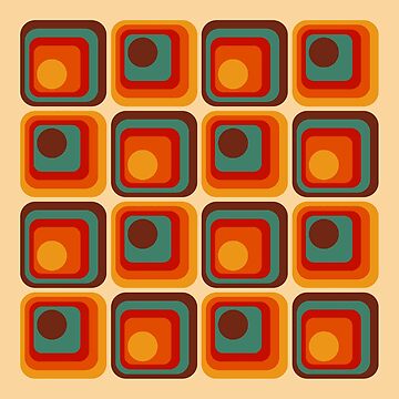 Artwork thumbnail, Retro Geometric Gradient Square and Circle Pattern 221 by tonymagnerart