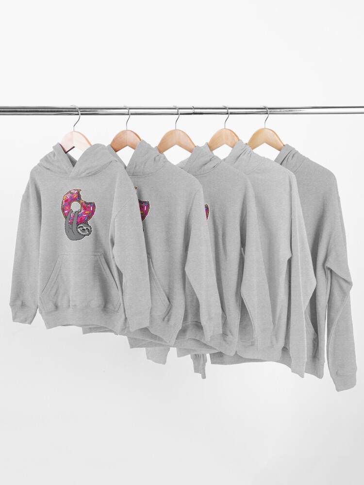 Alternate view of Sloth loves donut Kids Pullover Hoodie