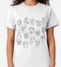 Single Line Face Design Pattern Classic T-Shirt