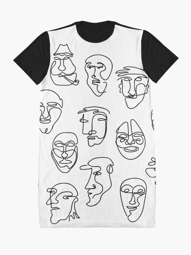 Download "Single Line Face Design Pattern" Graphic T-Shirt Dress by ...