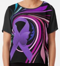 Blusa Cinta de Conciencia Púrpura con Decoravtive Floral