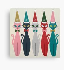 Multicolor Kitty Santa Canvas Print