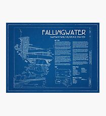 Fallingwater Survey Cover Blueprint - Frank Lloyd Wright Photographic Print