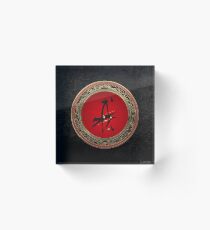 Chinese Zodiac - Year of the Dog on Black Velvet Acrylic Block