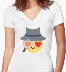 Detective Emoji Women's Fitted V-Neck T-Shirt