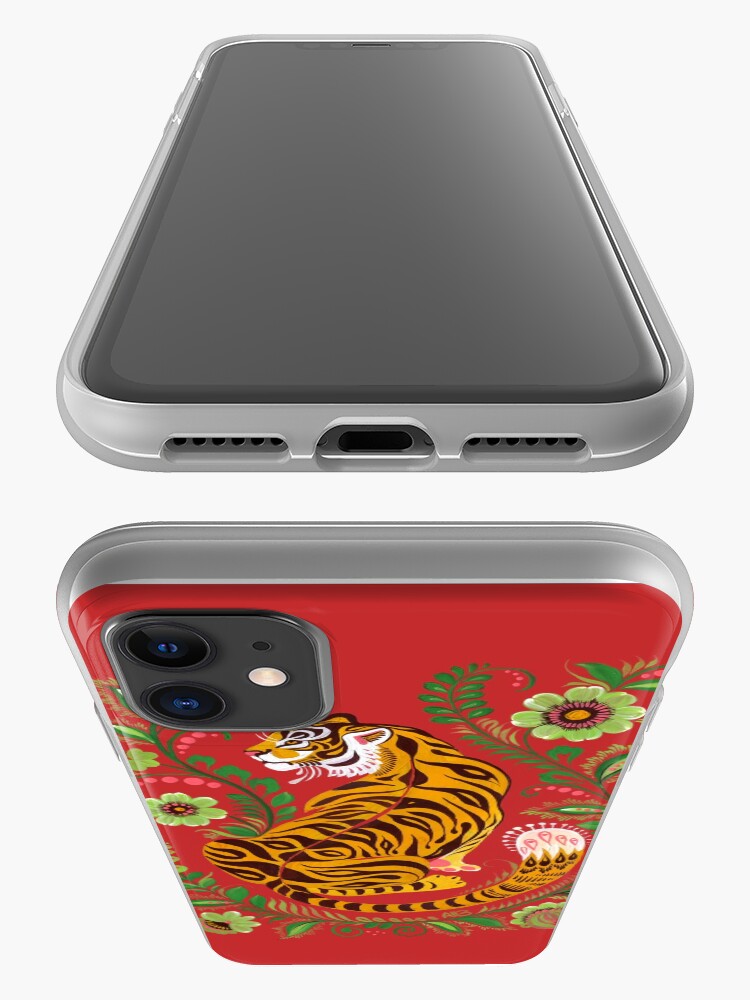 Alternate view of Tiger Folk Art iPhone Case & Cover