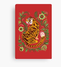 Tiger Volkskunst Leinwanddruck