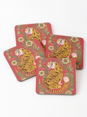 Tiger Folk Art Coasters