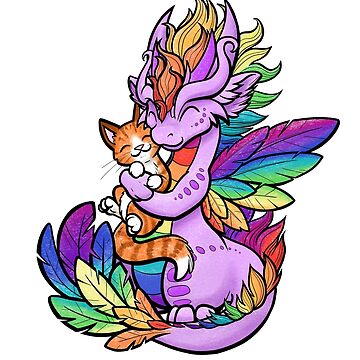Artwork thumbnail, Rainbow Dragon with Kitty Friend by bgolins