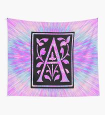 pink letter a initial Wall Tapestry