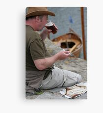 An Arbroath smokie and a pint, at Portsoy traditional boat festival Canvas Print