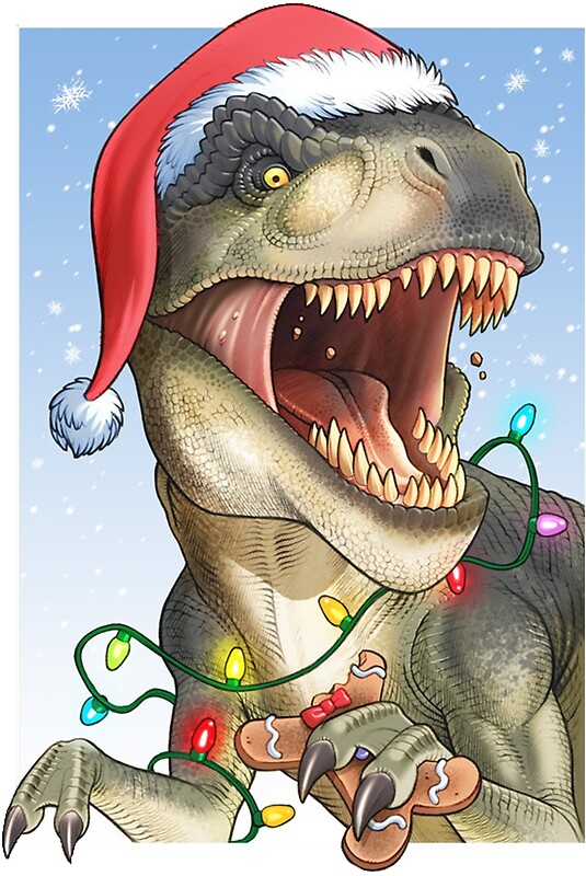 "Christmas TRex Excited for his Preysents" by AssetMagpie Redbubble