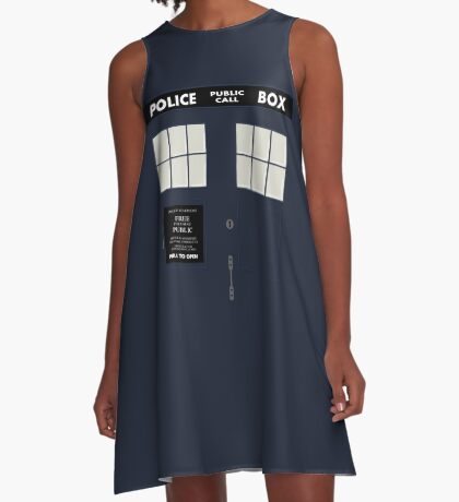 Classic Tardis Door A Line Dress By Red Raider Redbubble