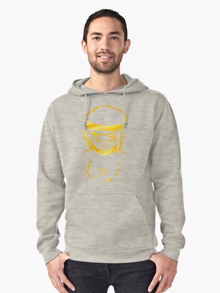 Original Drawing Girl With Hat Gold Pullover Hoodie