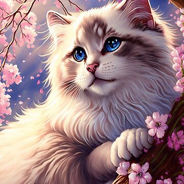 Ragdoll Cat Sakura Art Board Print For Sale By Candymachine Redbubble