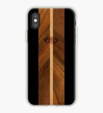 Rocky Point Hawaiian Faux Wood Surfboard - Black iPhone Case