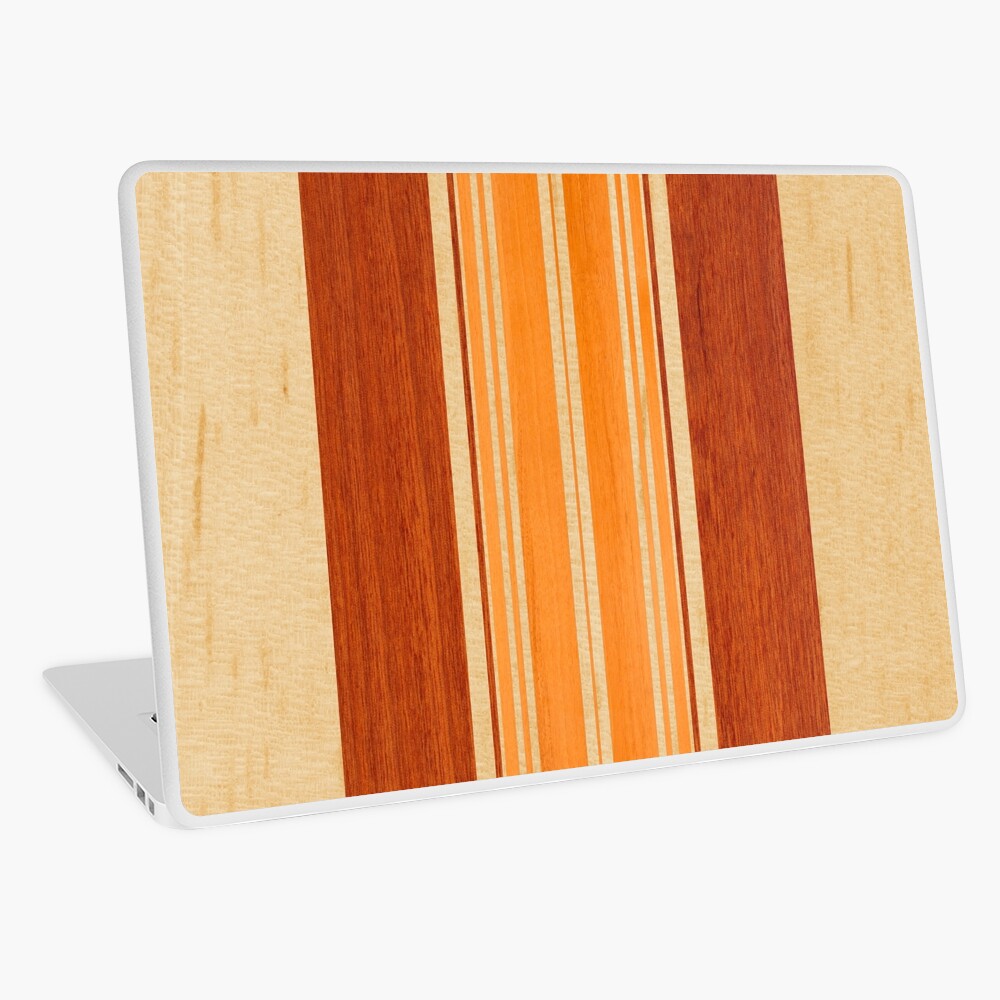 Nalu Lua Faux Hawaiian Koa Wood Surfboard Amber Laptop Skin