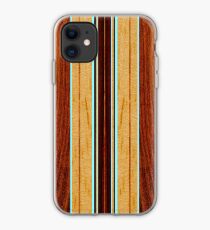 Nalu Hou Faux Koa Wood Hawaiian Surfboard - Aqua iPhone Case