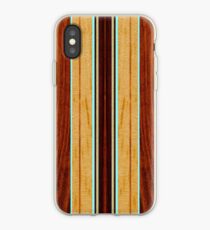 Nalu Hou Faux Koa Wood Hawaiian Surfboard - Aqua iPhone Case