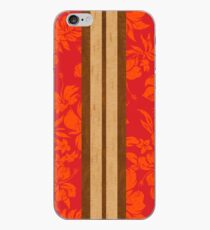 Sunset Beach Hawaiian Faux Koa Wood Surfboard - Red iPhone Case