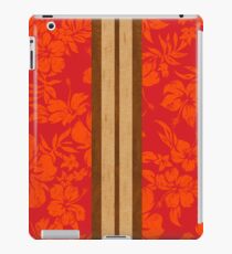 Sunset Beach Hawaiian Faux Koa Wood Surfboard - Red iPad Case/Skin