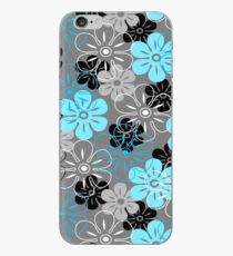 Flower Rain Hawaiian Retro Floral - Gray, Turquoise and Black iPhone Case