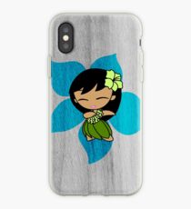 Aloha Honeys Hawaiian Hibiscus Hula Girl - Turquoise iPhone Case