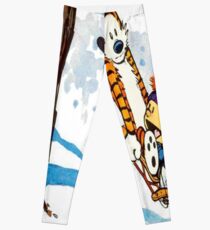 calvin and hobbes happy snow Leggings