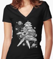 Weltraum-Wal Tailliertes T-Shirt mit V-Ausschnitt