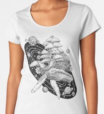 Camiseta premium de cuello ancho Ballena Espacial