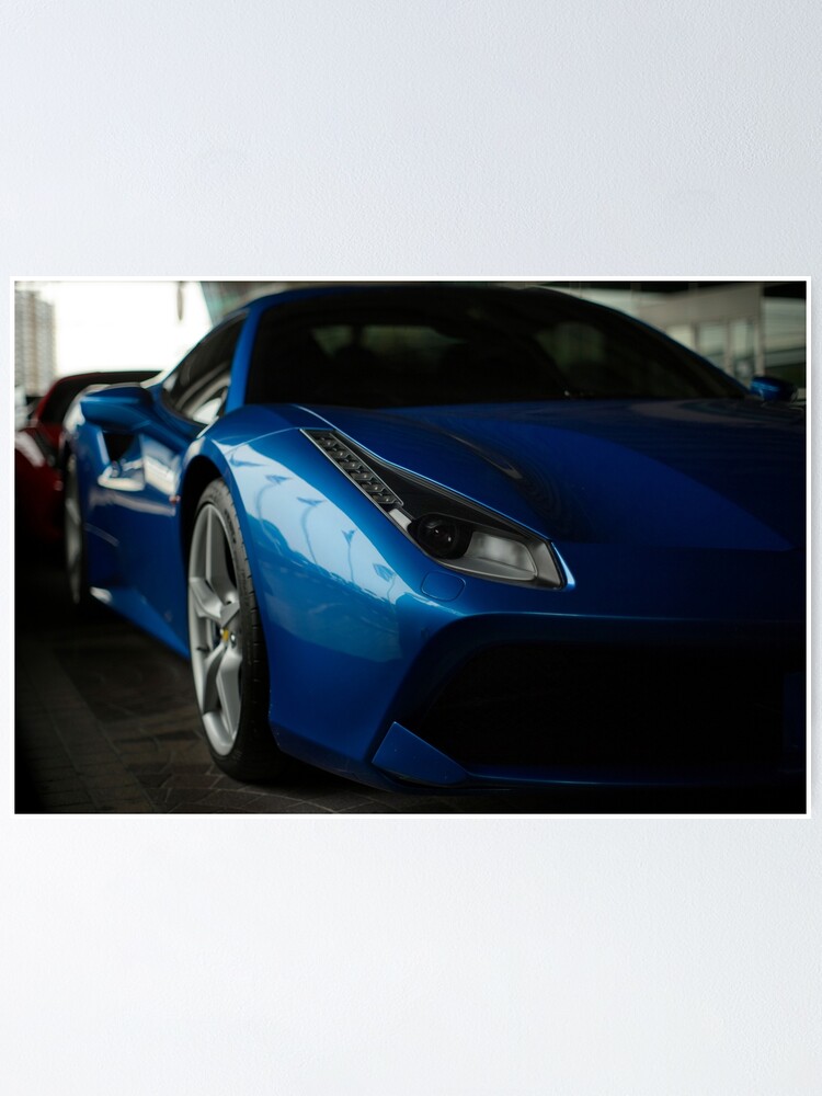 Blue Ferrari 488 Spider Poster