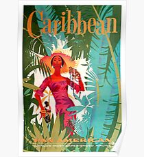 Vintage Caribbean Travel Poster Poster