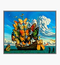 BUTTERFLY SHIP : Vintage Surreal Abstract Fantasy Print Photographic Print
