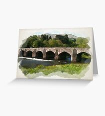 River Usk Bridge, Abergavenny, Wales Greeting Card