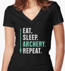 Eat. Sleep. Archery. Repeat. Women's Fitted V-Neck T-Shirt