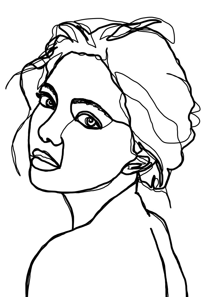 "Woman's face line drawing Adena" by TheColourStudy Redbubble